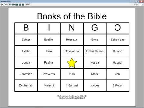 printable bible books bingo cards  printable bingo cards bingo