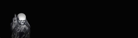 death, dual monitors, skull, minimalism, simple background | 3840x1080