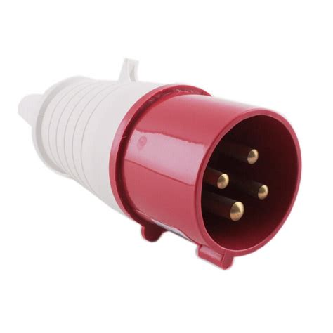 415v 32a 4 Pin Red Plug And Socket 3p E 3 Phase Ip44 Industrial Male