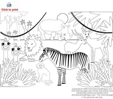 educational coloring page  jungle animals  preschoolers