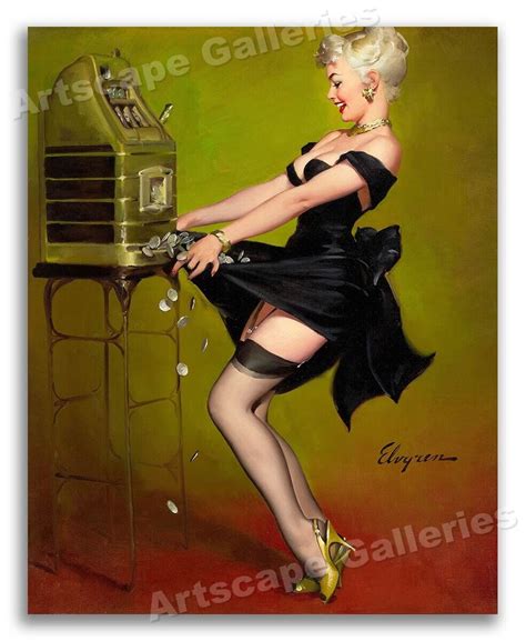 Jackpot Vegas Vintage Style Elvgren Sexy Blonde Pinup Girl Poster