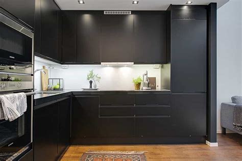 minimalist dark apartment kitchen interior  house decoration ideas