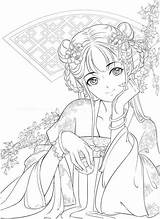 Coloring Chinese Pages Portrait Anime Printable Book Pdf Drawings Visit Adult Choose Board Books sketch template