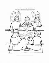 Jesus Coloring Meal His Friends Eats Bible Pages Kids Special Stories sketch template