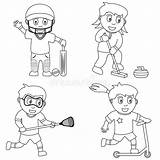 Cricket Kinder Coloration Gosses Colouring Kleurende Geitjes Ungar Färga Farbton Curling Athletics Karikatur Lacrosse Illustrationen sketch template