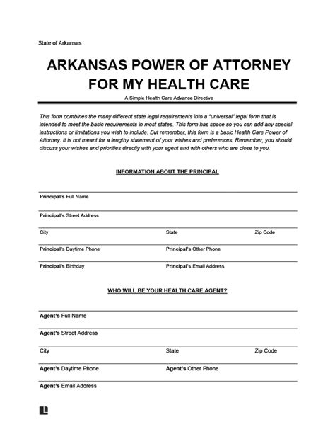 arkansas medical power  attorney form  word