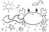 Crab Coloring Pages Cute Beach Printable Kids Color Print Deviantart Book sketch template