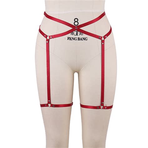 Harness Garter Belt Red Elastic Goth Lingerie Cage Suspender Belt