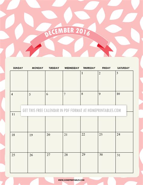 printable december  calendar home printables