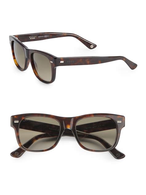 lyst gucci 52mm tortoise shell wayfarer sunglasses in brown