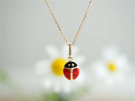 ladybug necklace    gold pendant etsy uk