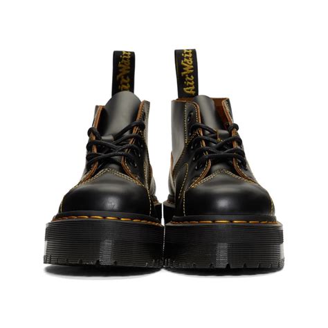 dr martens leather black church quad boots  men lyst