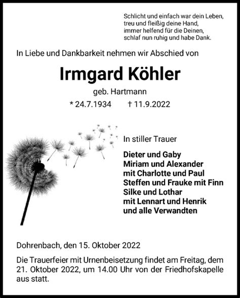 Gedenkkerzen Von Irmgard Köhler Trauer Hna De