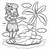 Coloring Hula Hawaiian Girl Island Dancer Book Clipart Vector Clip Pages Woman Pacific Islands Illustrations Dancing Illustration sketch template