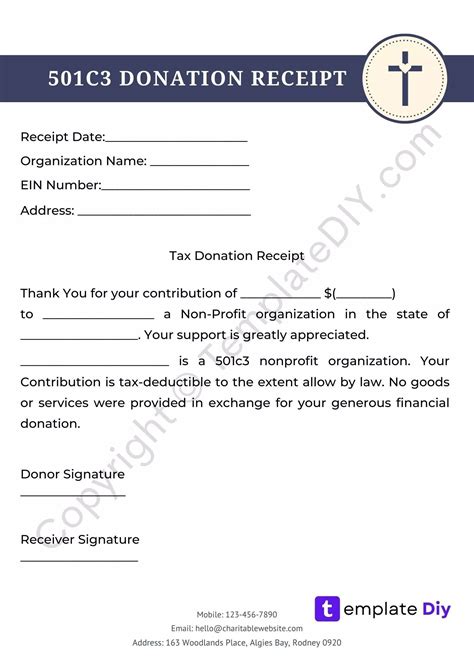 donation receipt template printable  word artofit