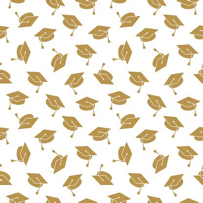 graduation cap seamless pattern stock illustration  image