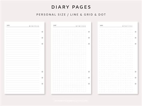 diary printable planner pages journal printable pages etsy