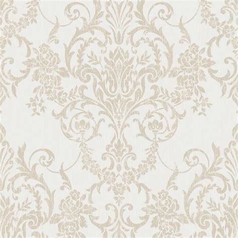 white  beige wallpaper   ornate design