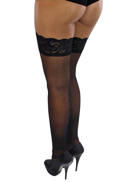 luxury divas black lace top thigh high stockings