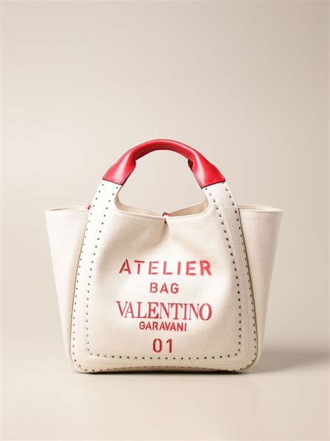 valentino garavani atelier bag  metal stitch edition  canvas handbag valentino garavani