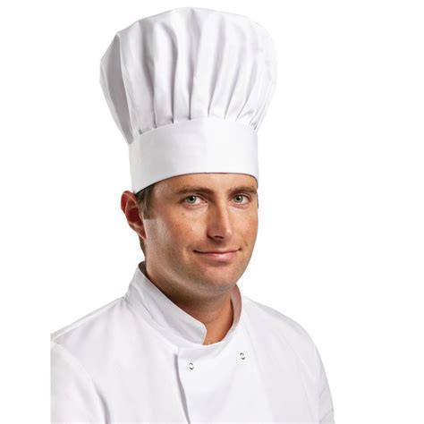 mens whites tallboy hat cotton kitchen catering domestic chef cap