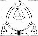 Fire Mascot Happy Clipart Cartoon Coloring Outlined Vector Surprised Sick Depressed Thoman Cory Royalty Clipartof sketch template