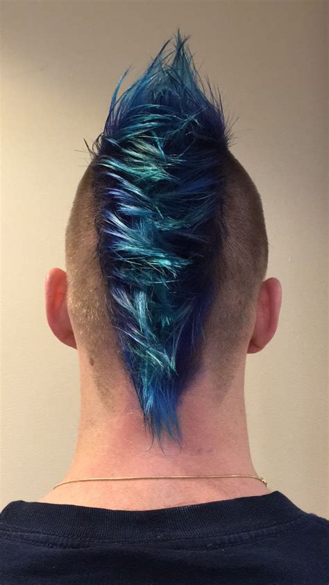 Mens Mohawk With Shades Of Blue Mohawk Hairstyles Men Mohawk