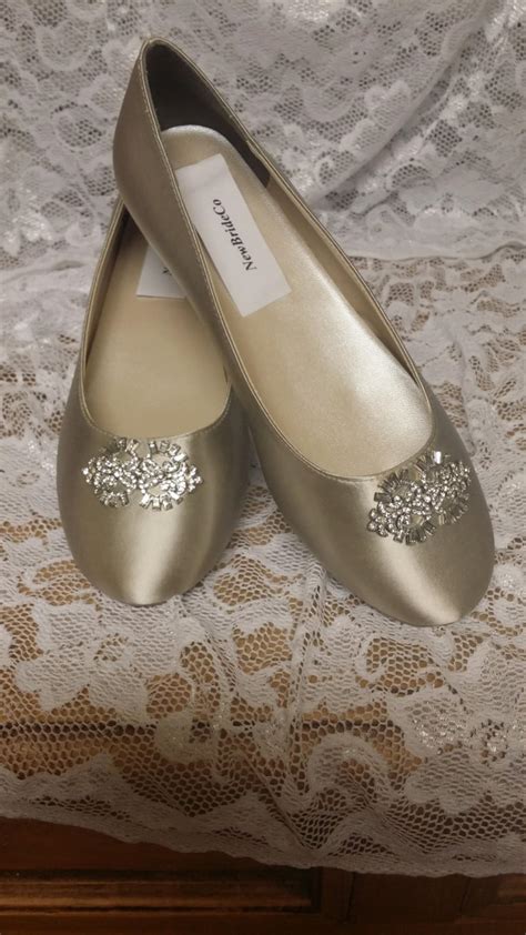 Size 7 Ready To Ship Flat Shoes Nude Color With Brooch Neutral Nude