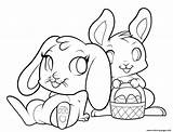 Coloring Bunny Cute Easter Bunnies Pages Printable Print Color sketch template