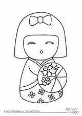 Kokeshi Doll Pages Coloring Colouring Dolls Japanese Drawing Asian Activityvillage Paper Adult Getcolorings Simple Color Wooden Printable Matryoshka Face Patterns sketch template