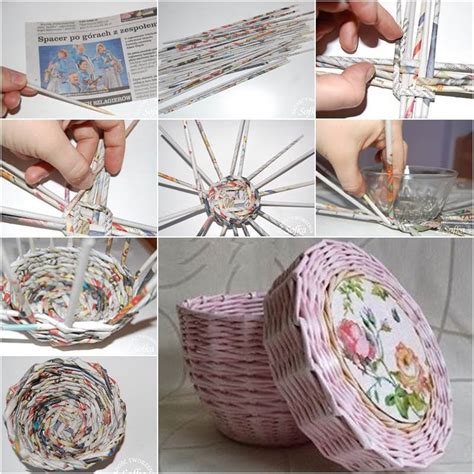 creative ideas diy cute woven paper basket  newspaper