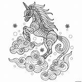 Licorne Nuages Unicorno Colorare Coloriages Gratuit Vettore Carino Volante Coloring sketch template