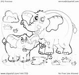 Elephant Water Lineart Clipart Spraying Teaching Bay Mom Squirt Illustration Drawing Royalty Getdrawings Vector Visekart sketch template