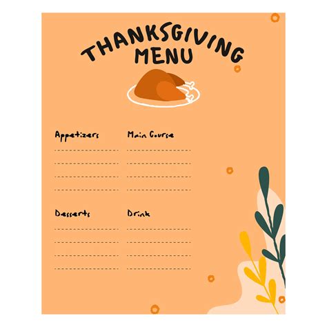printable thanksgiving menu     printablee