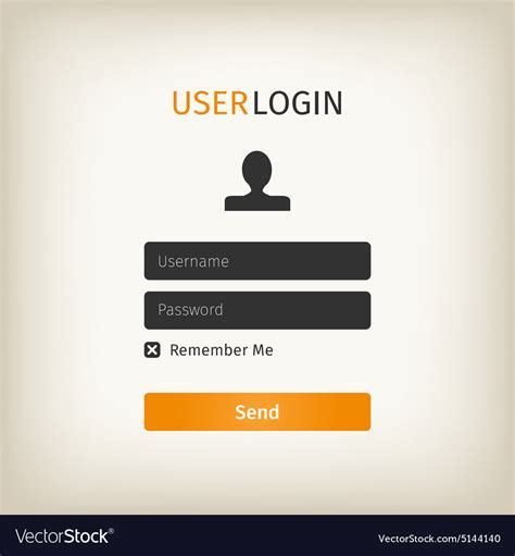 orange user login page royalty  vector image