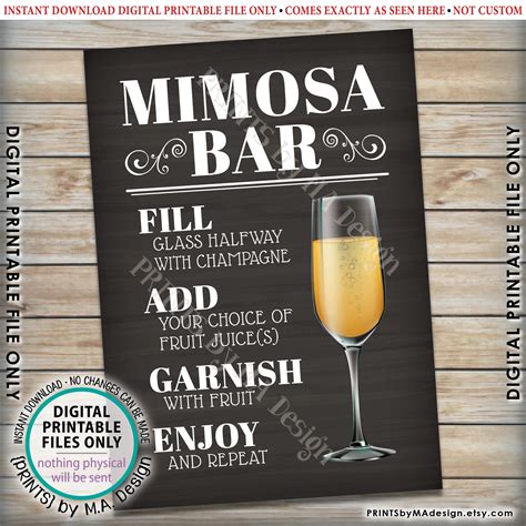 mimosa bar signs printable