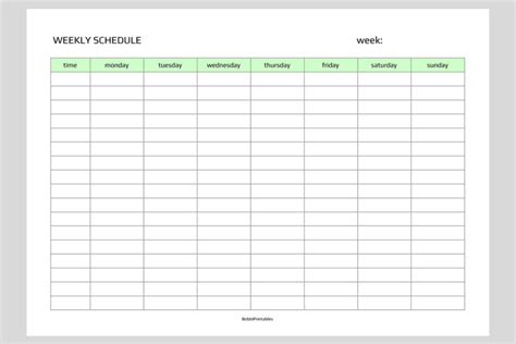 weekly schedule sheet examples  plan  place bankhomecom