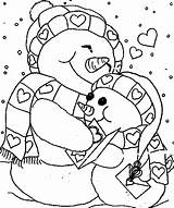 Coloring Snowman Pages Valentine Printable Family Snowmen Christmas Cute Valentines Color Sheets Print Kids Cuddle Winter Colouring Book Embroidery Choose sketch template
