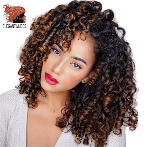 Elegant Muses Afro Curly Wig Synthetic Wig Mixed Brown And Ombre Blonde
