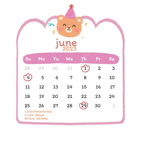 cute calendar june   printable calendar  calendar