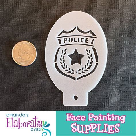 police badge face painting stencil mini etsy