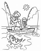 Coloring Fishing Printable Son Dad Hard Colouring Play Funny sketch template
