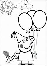 Coloring Balloons Pig Peppa Holding Interactive Children Fun Pages Top sketch template