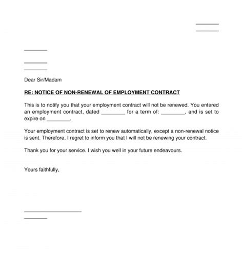 notice   renewal  employment agreement
