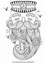 Seaman Sailor Fisherman Artistically Patterned Ornamental Stress sketch template
