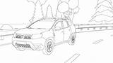 Dacia Duster Onderweg Tijdverdrijf Daciast Kleurplaat Renault sketch template