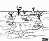 Campamento Tipis Indios Indio Tribu Indianer Indianen Kamp Llanura Kleurplaten Malvorlagen Kleurplaat Indiase Tiendas Tribe Tenda Tents Jefe Colorearjunior sketch template
