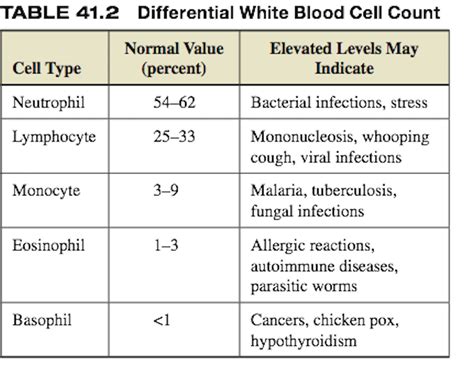 white blood cell count chart