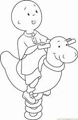 Caillou Coloring Happy Pages Printable Rider Playing Spring Coloringpages101 Color sketch template