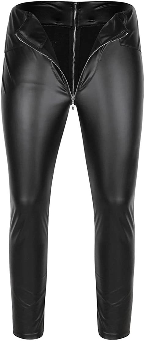 Chictry Men S Faux Leather Wetlook Tight Pants Pvc Long Trousers With